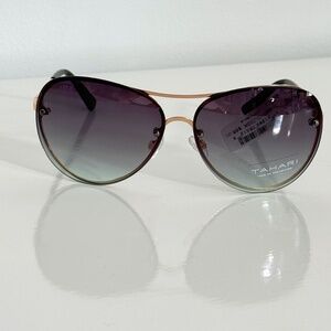 Tahari Accessories Tahari Womens Aviator Gold Sunglasses Th65